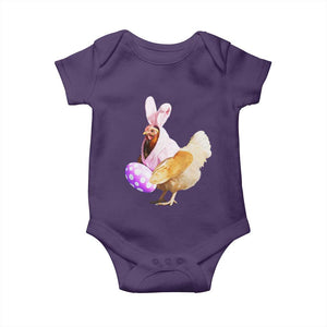 Funny Chicken Bunny Baby Onesie Happy Easter Eggs Farm TS02 Purple Print Your Wear