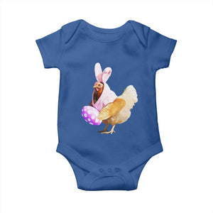 Funny Chicken Bunny Baby Onesie Happy Easter Eggs Farm TS02 Royal Blue Print Your Wear