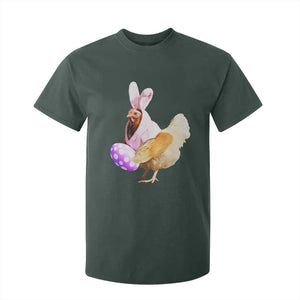 Funny Chicken Bunny T Shirt For Kid Happy Easter Eggs Farm TS02 Dark Forest Green Print Your Wear