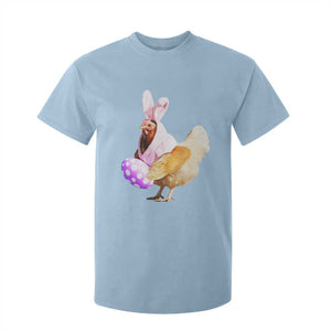 Funny Chicken Bunny T Shirt For Kid Happy Easter Eggs Farm TS02 Light Blue Print Your Wear