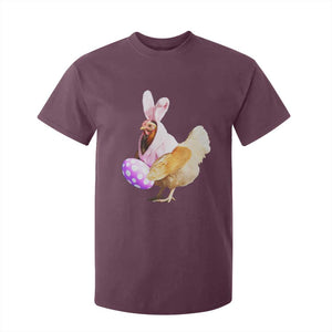 Funny Chicken Bunny T Shirt For Kid Happy Easter Eggs Farm TS02 Maroon Print Your Wear