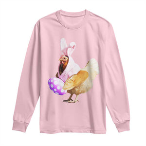 Funny Chicken Bunny Long Sleeve Shirt Happy Easter Eggs Farm TS02 Light Pink Print Your Wear