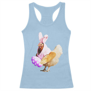 Funny Chicken Bunny Racerback Tank Top Happy Easter Eggs Farm TS02 Light Blue Print Your Wear