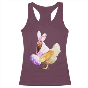 Funny Chicken Bunny Racerback Tank Top Happy Easter Eggs Farm TS02 Maroon Print Your Wear