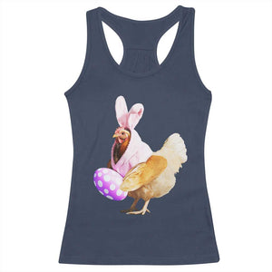 Funny Chicken Bunny Racerback Tank Top Happy Easter Eggs Farm TS02 Navy Print Your Wear