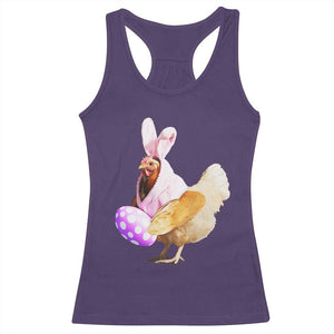 Funny Chicken Bunny Racerback Tank Top Happy Easter Eggs Farm TS02 Purple Print Your Wear