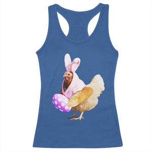 Funny Chicken Bunny Racerback Tank Top Happy Easter Eggs Farm TS02 Royal Blue Print Your Wear