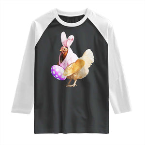 Funny Chicken Bunny Raglan Shirt Happy Easter Eggs Farm TS02 Black White Print Your Wear