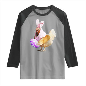 Funny Chicken Bunny Raglan Shirt Happy Easter Eggs Farm TS02 Sport Gray Black Print Your Wear