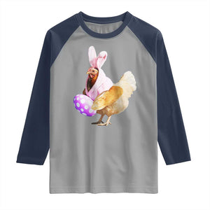 Funny Chicken Bunny Raglan Shirt Happy Easter Eggs Farm TS02 Sport Gray Navy Print Your Wear