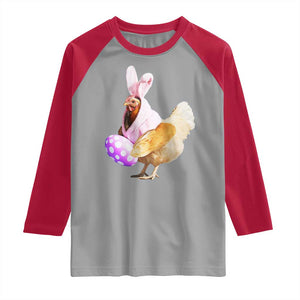Funny Chicken Bunny Raglan Shirt Happy Easter Eggs Farm TS02 Sport Gray Red Print Your Wear