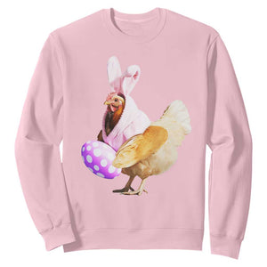Funny Chicken Bunny Sweatshirt Happy Easter Eggs Farm TS02 Light Pink Print Your Wear