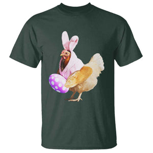 Funny Chicken Bunny T Shirt Happy Easter Eggs Farm TS02 Dark Forest Green Print Your Wear