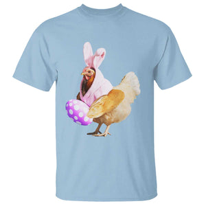 Funny Chicken Bunny T Shirt Happy Easter Eggs Farm TS02 Light Blue Print Your Wear