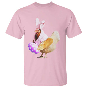 Funny Chicken Bunny T Shirt Happy Easter Eggs Farm TS02 Light Pink Print Your Wear