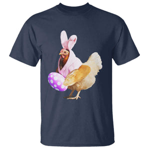 Funny Chicken Bunny T Shirt Happy Easter Eggs Farm TS02 Navy Print Your Wear