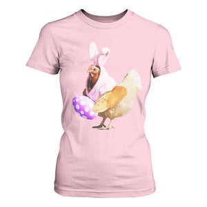 Funny Chicken Bunny T Shirt For Women Happy Easter Eggs Farm TS02 Light Pink Print Your Wear