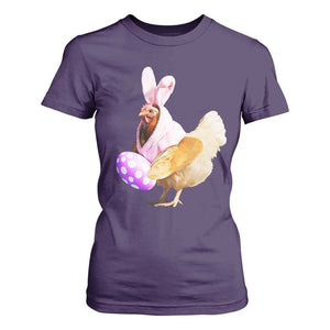 Funny Chicken Bunny T Shirt For Women Happy Easter Eggs Farm TS02 Purple Print Your Wear