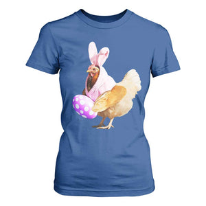 Funny Chicken Bunny T Shirt For Women Happy Easter Eggs Farm TS02 Royal Blue Print Your Wear