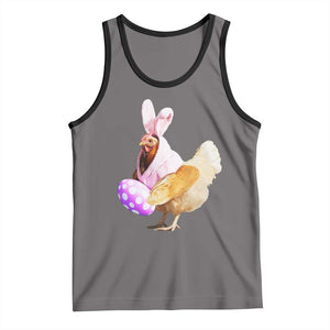 Funny Chicken Bunny Tank Top Happy Easter Eggs Farm TS02 Deep Heather Black Print Your Wear