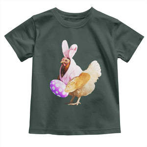 Funny Chicken Bunny Toddler T Shirt Happy Easter Eggs Farm TS02 Dark Forest Green Print Your Wear