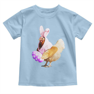 Funny Chicken Bunny Toddler T Shirt Happy Easter Eggs Farm TS02 Light Blue Print Your Wear