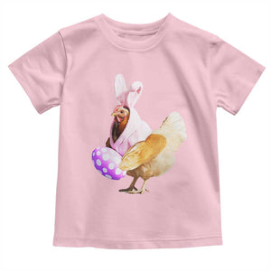Funny Chicken Bunny Toddler T Shirt Happy Easter Eggs Farm TS02 Light Pink Print Your Wear