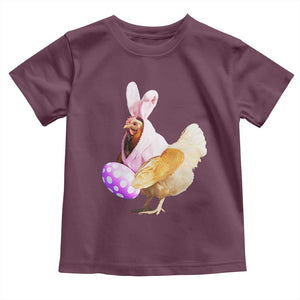 Funny Chicken Bunny Toddler T Shirt Happy Easter Eggs Farm TS02 Maroon Print Your Wear