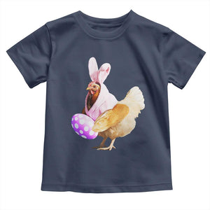 Funny Chicken Bunny Toddler T Shirt Happy Easter Eggs Farm TS02 Navy Print Your Wear