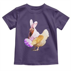 Funny Chicken Bunny Toddler T Shirt Happy Easter Eggs Farm TS02 Purple Print Your Wear