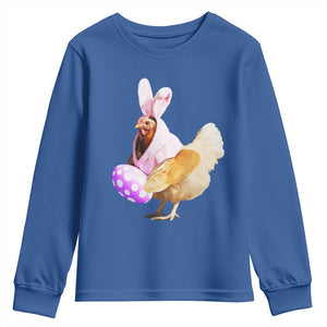 Funny Chicken Bunny Youth Sweatshirt Happy Easter Eggs Farm TS02 Royal Blue Print Your Wear