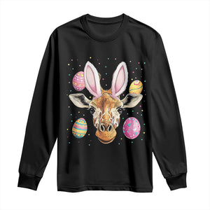 Funny Giraffe Bunny Long Sleeve Shirt Happy Easter Day Sunday TS02 Black Print Your Wear