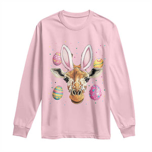 Funny Giraffe Bunny Long Sleeve Shirt Happy Easter Day Sunday TS02 Light Pink Print Your Wear