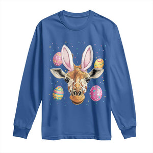 Funny Giraffe Bunny Long Sleeve Shirt Happy Easter Day Sunday TS02 Royal Blue Print Your Wear