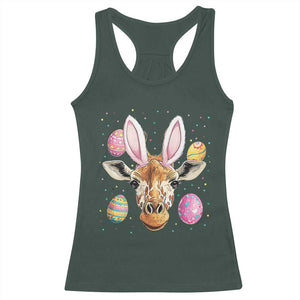 Funny Giraffe Bunny Racerback Tank Top Happy Easter Day Sunday TS02 Dark Forest Green Print Your Wear