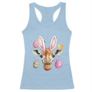 Funny Giraffe Bunny Racerback Tank Top Happy Easter Day Sunday TS02 Light Blue Print Your Wear