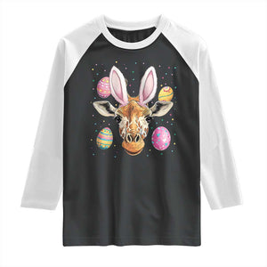 Funny Giraffe Bunny Raglan Shirt Happy Easter Day Sunday TS02 Black White Print Your Wear