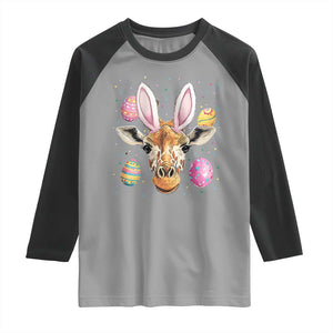 Funny Giraffe Bunny Raglan Shirt Happy Easter Day Sunday TS02 Sport Gray Black Print Your Wear