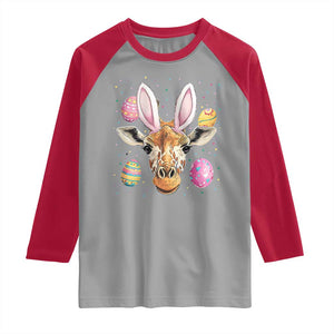 Funny Giraffe Bunny Raglan Shirt Happy Easter Day Sunday TS02 Sport Gray Red Print Your Wear