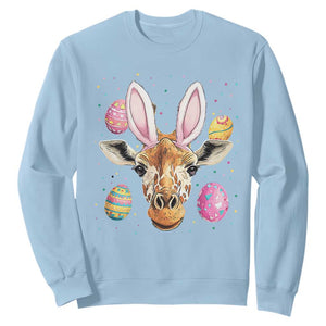 Funny Giraffe Bunny Sweatshirt Happy Easter Day Sunday TS02 Light Blue Print Your Wear