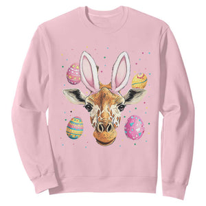 Funny Giraffe Bunny Sweatshirt Happy Easter Day Sunday TS02 Light Pink Print Your Wear