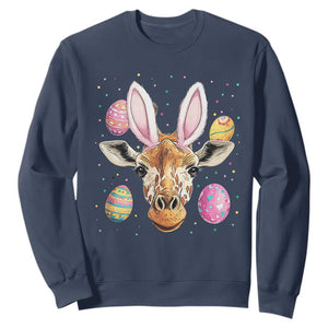 Funny Giraffe Bunny Sweatshirt Happy Easter Day Sunday TS02 Navy Print Your Wear