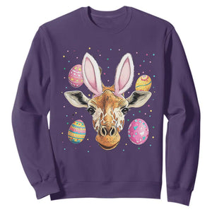Funny Giraffe Bunny Sweatshirt Happy Easter Day Sunday TS02 Purple Print Your Wear