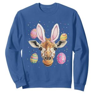 Funny Giraffe Bunny Sweatshirt Happy Easter Day Sunday TS02 Royal Blue Print Your Wear