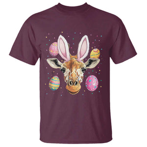Funny Giraffe Bunny T Shirt Happy Easter Day Sunday TS02 Maroon Print Your Wear