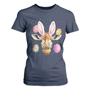 Funny Giraffe Bunny T Shirt For Women Happy Easter Day Sunday TS02 Navy Print Your Wear