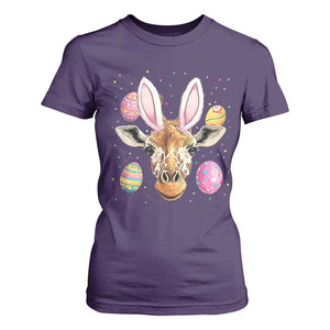 Funny Giraffe Bunny T Shirt For Women Happy Easter Day Sunday TS02 Purple Print Your Wear