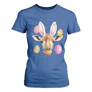 Funny Giraffe Bunny T Shirt For Women Happy Easter Day Sunday TS02 Royal Blue Print Your Wear