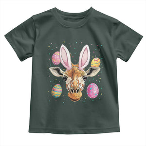 Funny Giraffe Bunny Toddler T Shirt Happy Easter Day Sunday TS02 Dark Forest Green Print Your Wear