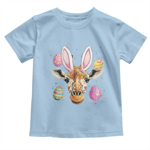 Funny Giraffe Bunny Toddler T Shirt Happy Easter Day Sunday TS02 Light Blue Print Your Wear